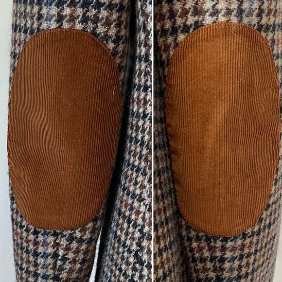 J.Crew Rhodes Blazer Jacket Wool Tweed Houndstooth Elbow Patches Brown Size 12 - Picture 6 of 10